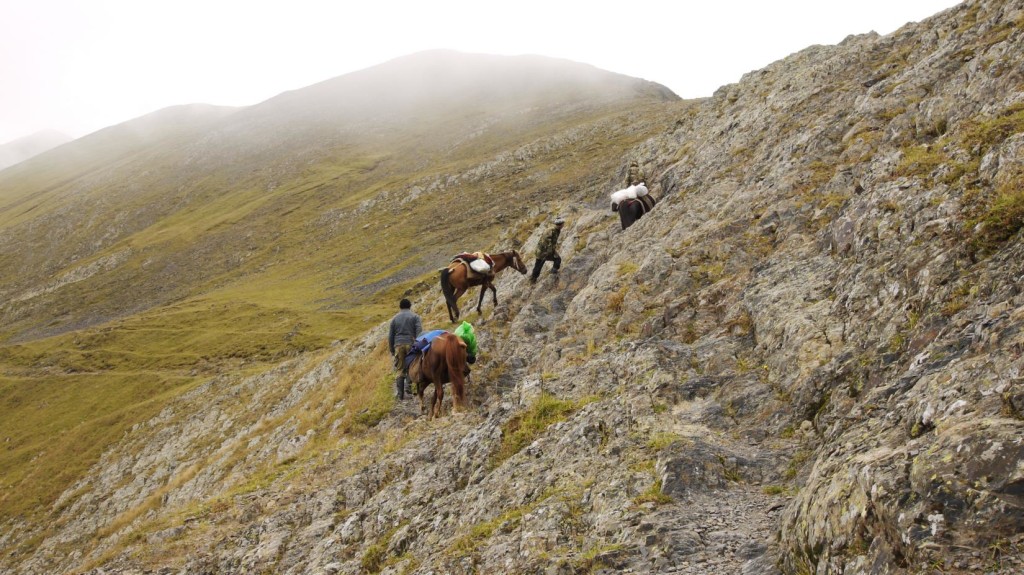 Trail over rocky summits in Tusheti