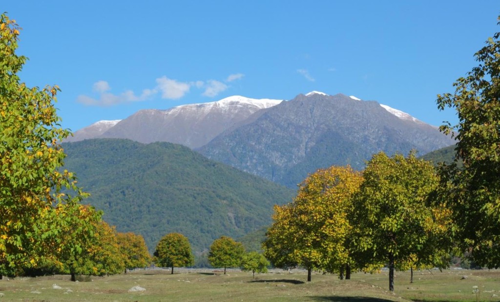 View of High Caucasus mountains from Jokolo