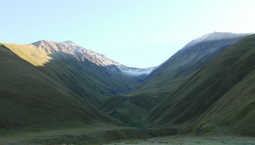 View of mountain range in western Gometsari Valley